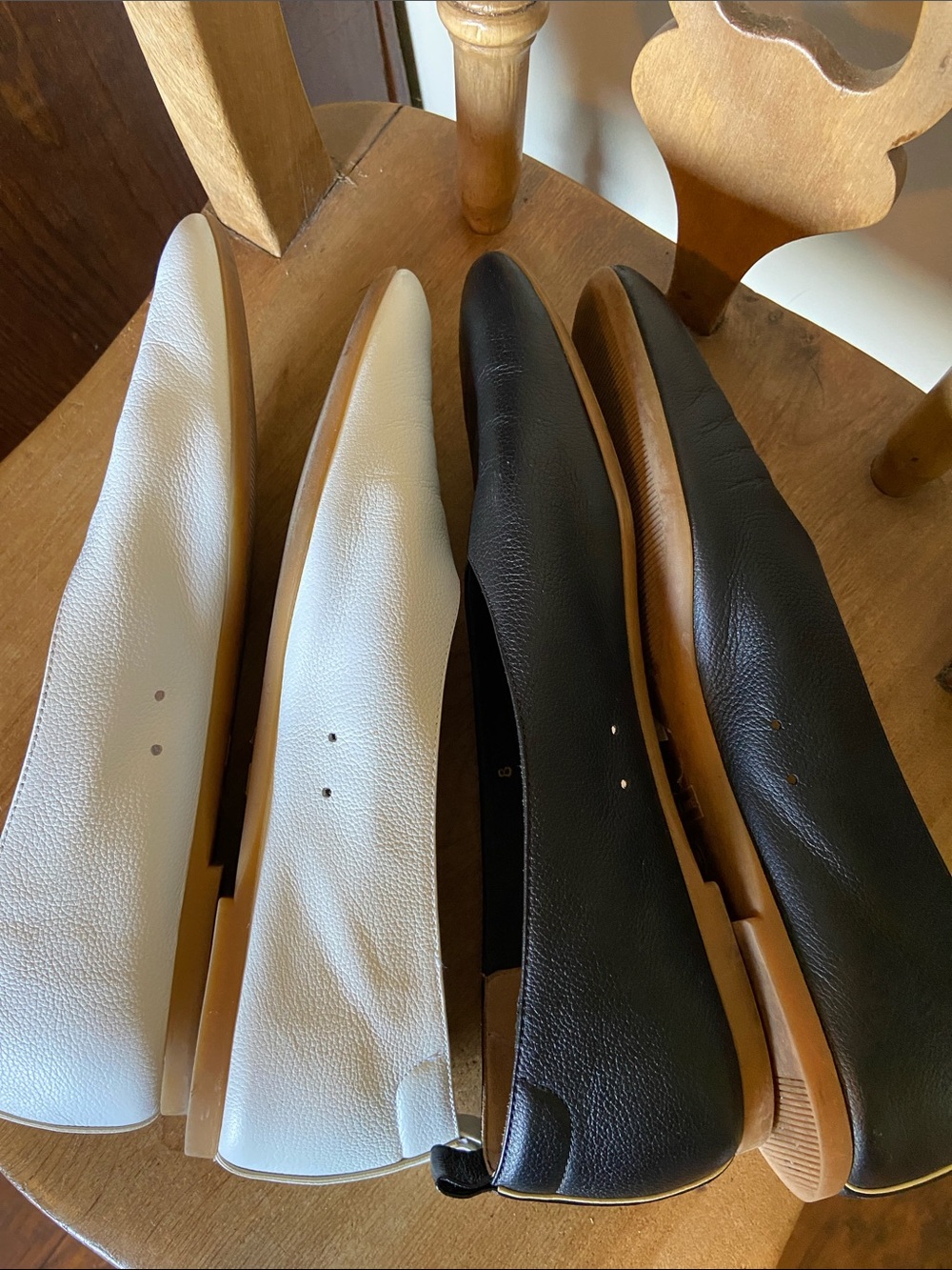Everlane Lot of 2 Day Glove Flats Leather White Black Size 8 - Picture 6 of 8